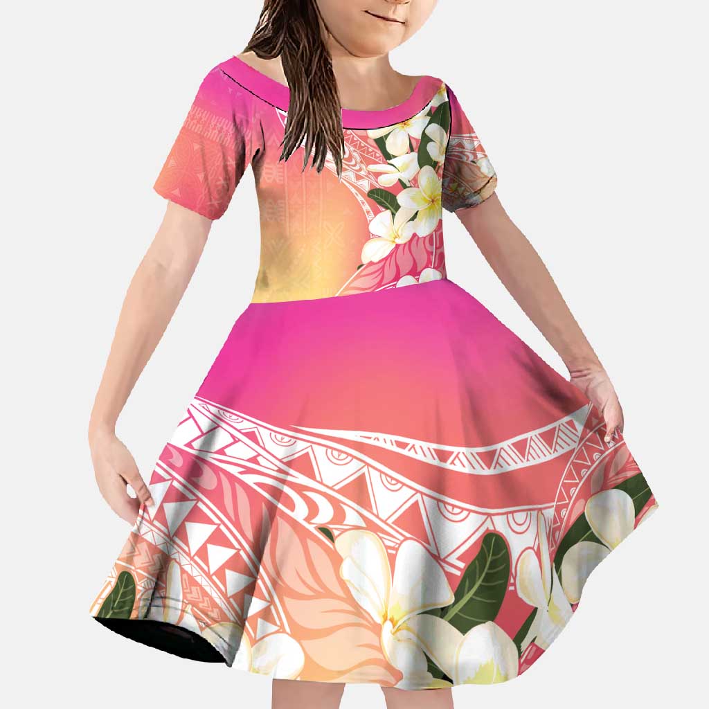 Aloha Hawaii Festive Family Matching Mermaid Dress and Hawaiian Shirt Frangipani Lace Classic - Spring Vibes LT7 Daughter's Dress Colorful - Polynesian Pride