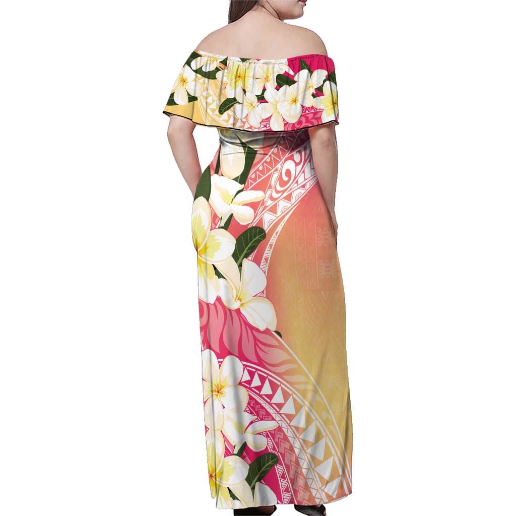 Aloha Hawaii Festive Family Matching Off Shoulder Maxi Dress and Hawaiian Shirt Frangipani Lace Classic - Spring Vibes LT7 - Polynesian Pride