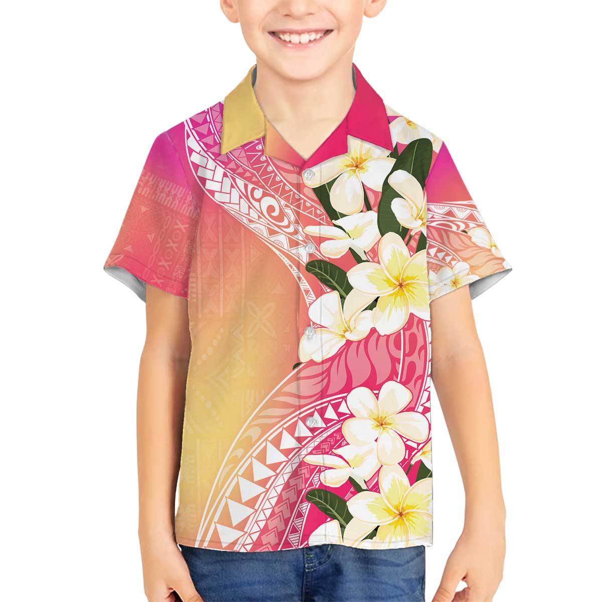 Aloha Hawaii Festive Family Matching Off Shoulder Short Dress and Hawaiian Shirt Frangipani Lace Classic - Spring Vibes LT7 Son's Shirt Colorful - Polynesian Pride