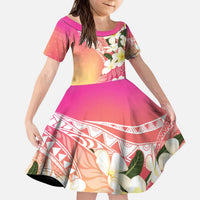 Aloha Hawaii Festive Family Matching Puletasi and Hawaiian Shirt Frangipani Lace Classic - Spring Vibes LT7 Daughter's Dress Colorful - Polynesian Pride