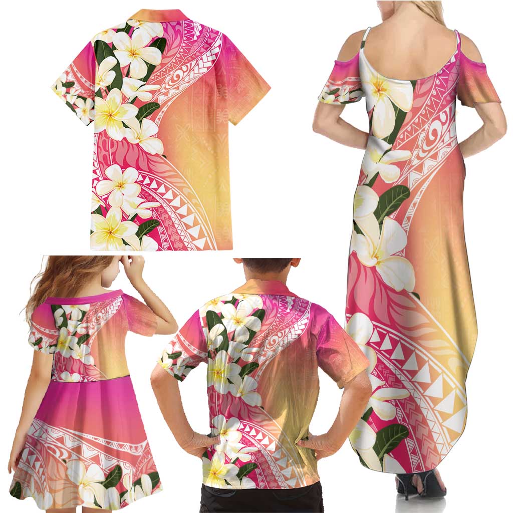 Aloha Hawaii Festive Family Matching Summer Maxi Dress and Hawaiian Shirt Frangipani Lace Classic - Spring Vibes LT7 - Polynesian Pride