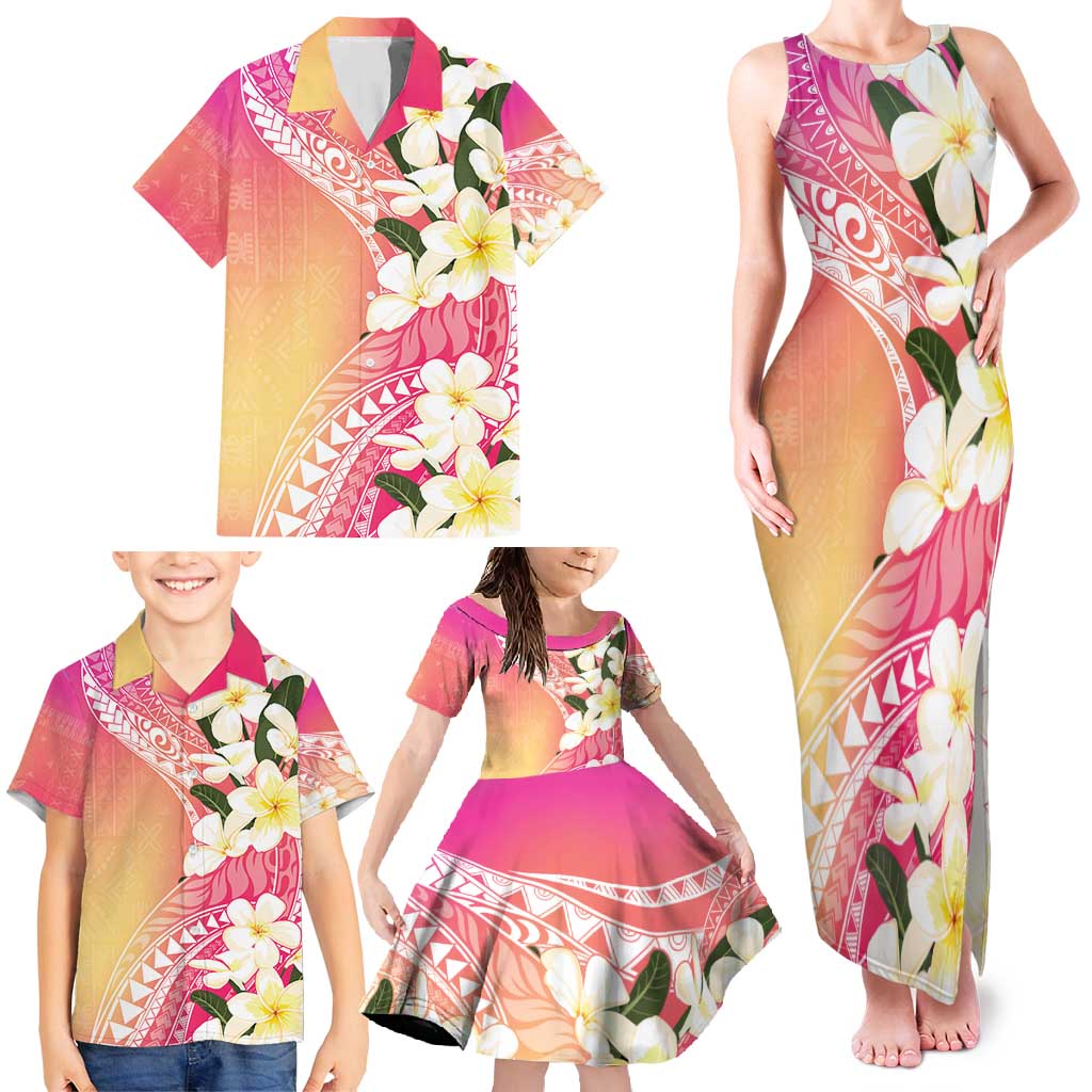 Aloha Hawaii Festive Family Matching Tank Maxi Dress and Hawaiian Shirt Frangipani Lace Classic - Spring Vibes LT7 - Polynesian Pride