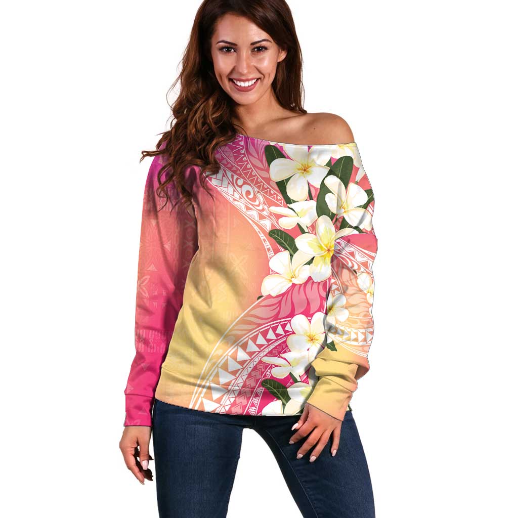 Aloha Hawaii Festive Off Shoulder Sweater Frangipani Lace Classic - Spring Vibes