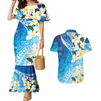 Aloha Hawaii Festive Couples Matching Mermaid Dress and Hawaiian Shirt Frangipani Lace Classic - Oceanic LT7 Navy - Polynesian Pride