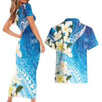 Aloha Hawaii Festive Couples Matching Short Sleeve Bodycon Dress and Hawaiian Shirt Frangipani Lace Classic - Oceanic LT7 - Polynesian Pride