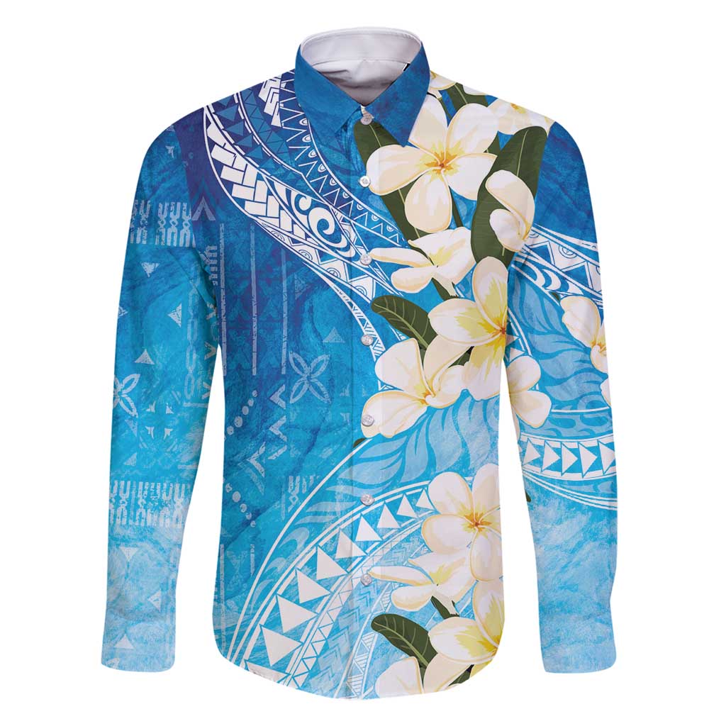 Aloha Hawaii Festive Family Matching Long Sleeve Bodycon Dress and Hawaiian Shirt Frangipani Lace Classic - Oceanic LT7 Dad's Shirt - Long Sleeve Navy - Polynesian Pride