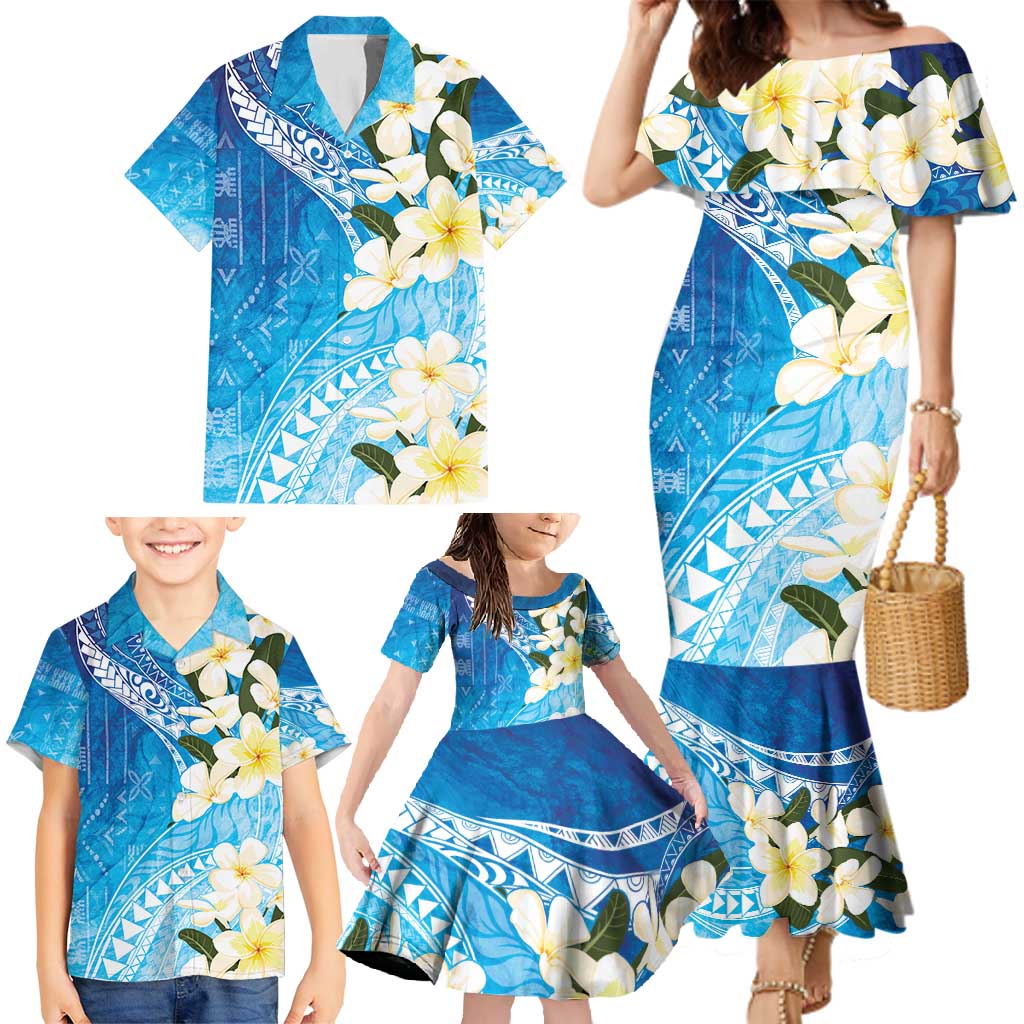 Aloha Hawaii Festive Family Matching Mermaid Dress and Hawaiian Shirt Frangipani Lace Classic - Oceanic LT7 - Polynesian Pride