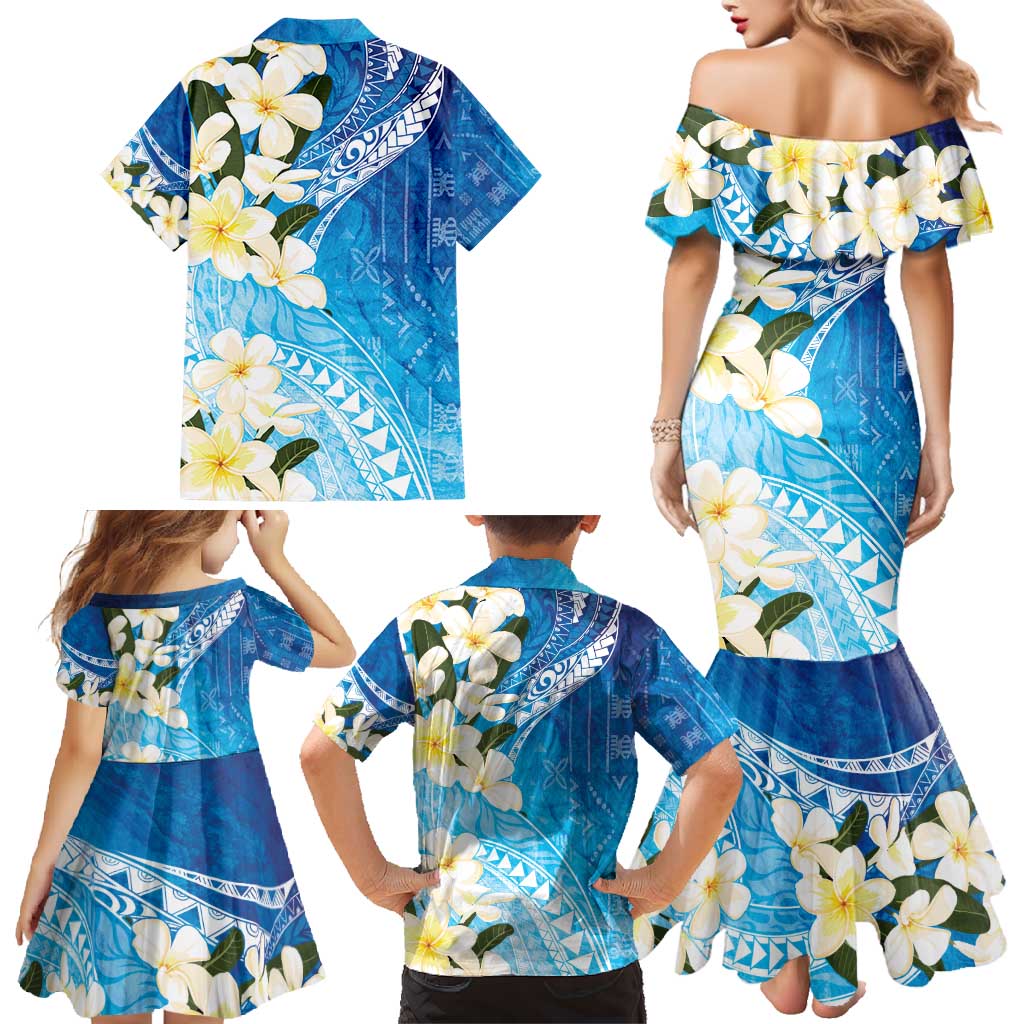 Aloha Hawaii Festive Family Matching Mermaid Dress and Hawaiian Shirt Frangipani Lace Classic - Oceanic LT7 - Polynesian Pride
