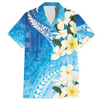 Aloha Hawaii Festive Family Matching Off Shoulder Maxi Dress and Hawaiian Shirt Frangipani Lace Classic - Oceanic LT7 Dad's Shirt - Short Sleeve Navy - Polynesian Pride