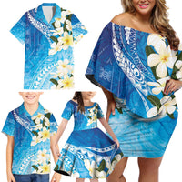 Aloha Hawaii Festive Family Matching Off Shoulder Short Dress and Hawaiian Shirt Frangipani Lace Classic - Oceanic LT7 - Polynesian Pride