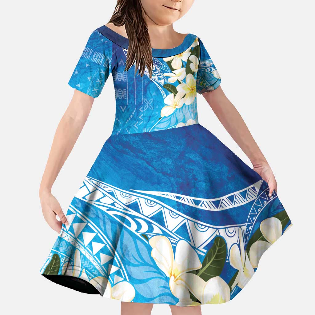 Aloha Hawaii Festive Family Matching Summer Maxi Dress and Hawaiian Shirt Frangipani Lace Classic - Oceanic LT7 Daughter's Dress Navy - Polynesian Pride