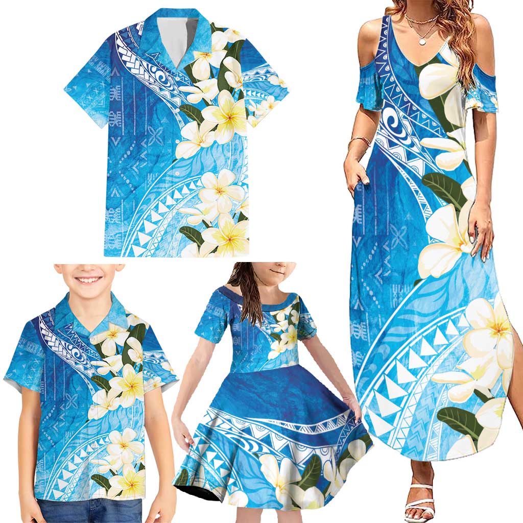 Aloha Hawaii Festive Family Matching Summer Maxi Dress and Hawaiian Shirt Frangipani Lace Classic - Oceanic LT7 - Polynesian Pride