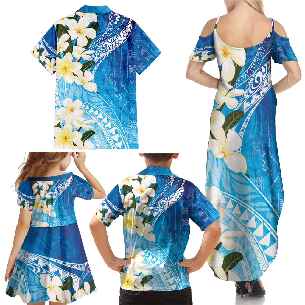 Aloha Hawaii Festive Family Matching Summer Maxi Dress and Hawaiian Shirt Frangipani Lace Classic - Oceanic LT7 - Polynesian Pride