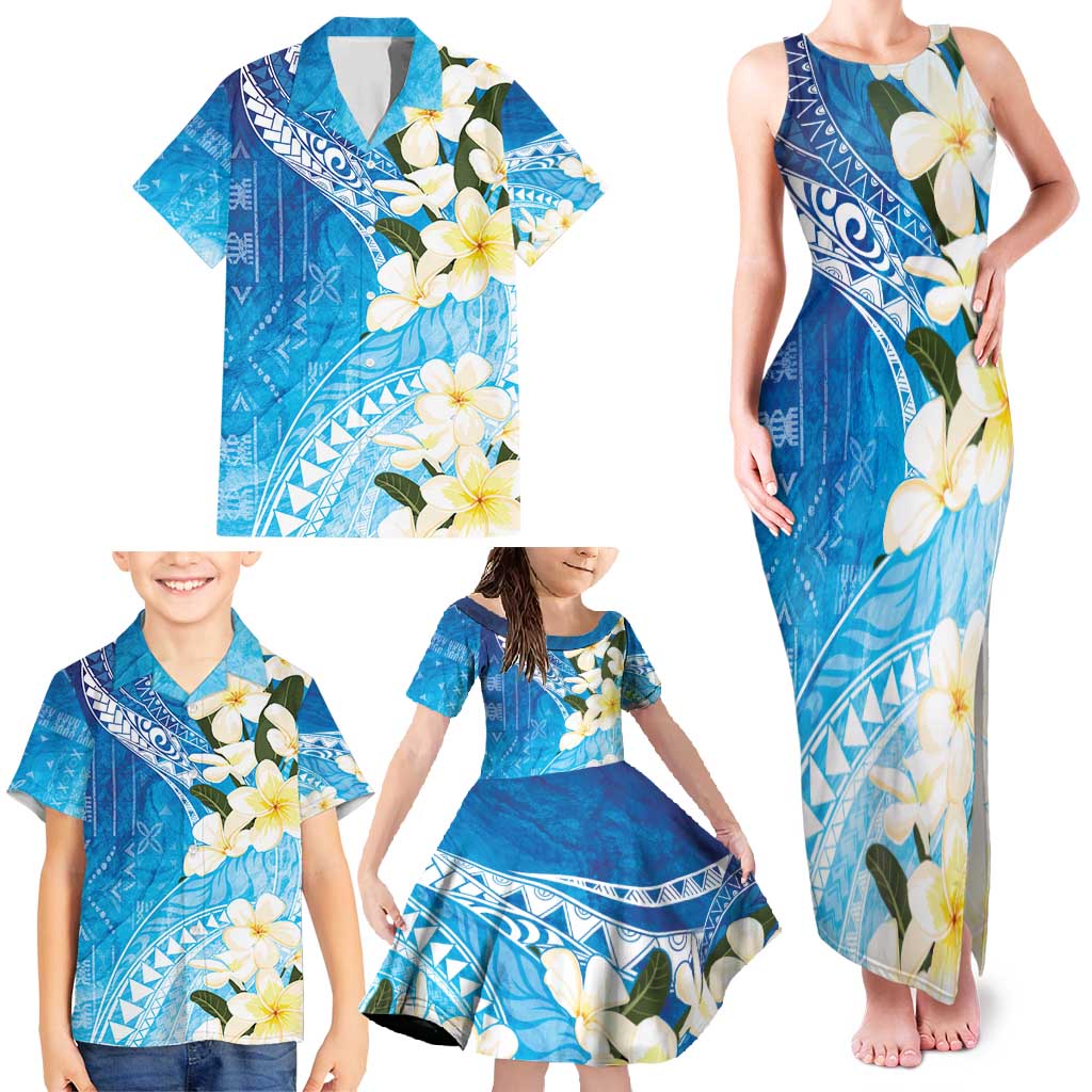 Aloha Hawaii Festive Family Matching Tank Maxi Dress and Hawaiian Shirt Frangipani Lace Classic - Oceanic LT7 - Polynesian Pride