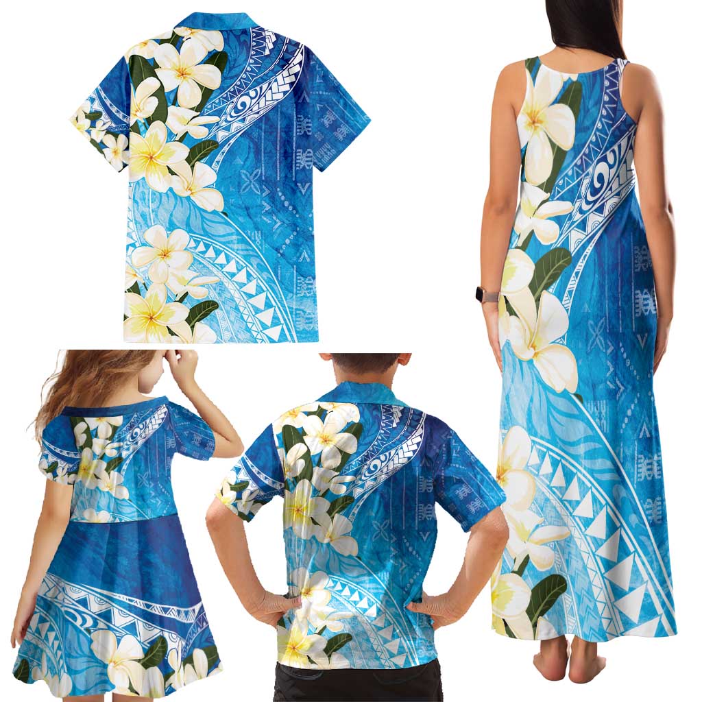 Aloha Hawaii Festive Family Matching Tank Maxi Dress and Hawaiian Shirt Frangipani Lace Classic - Oceanic LT7 - Polynesian Pride