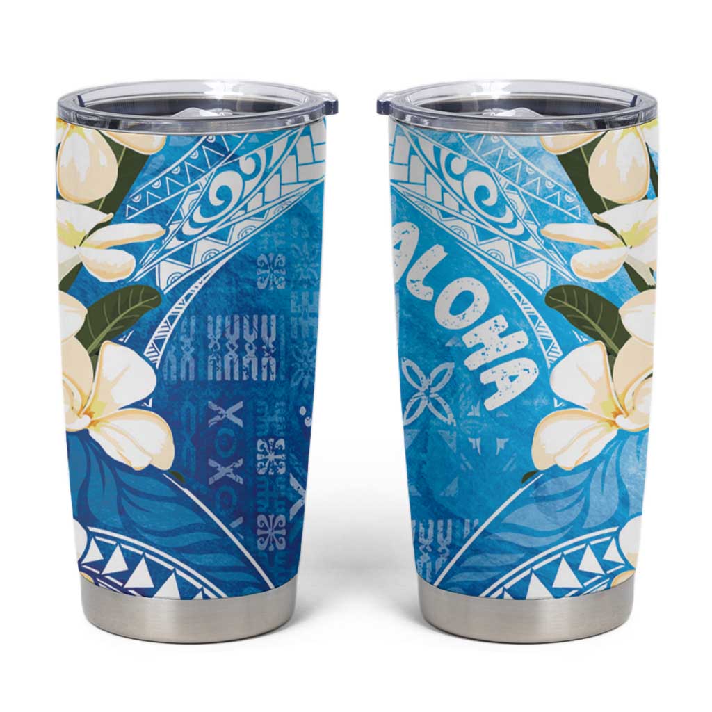 Aloha Hawaii Festive Tumbler Cup Frangipani Lace Classic - Oceanic LT7 Navy - Polynesian Pride