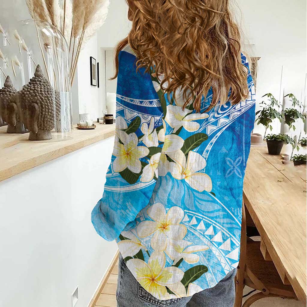 Aloha Hawaii Festive Women Casual Shirt Frangipani Lace Classic - Oceanic