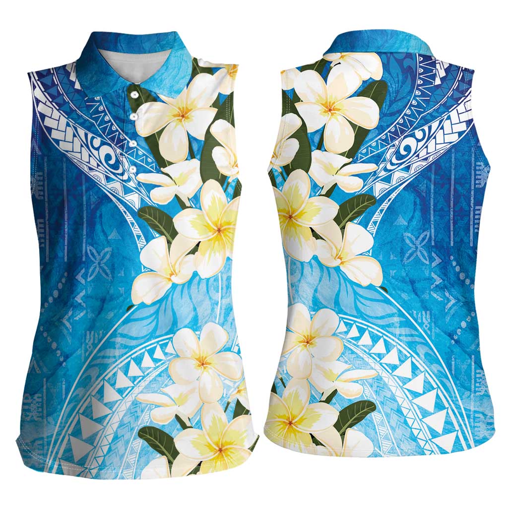 Aloha Hawaii Festive Women Sleeveless Polo Shirt Frangipani Lace Classic - Oceanic LT7 - Polynesian Pride