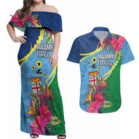 Personalized Malampa Fiji Day Together We Grow Couples Matching Off Shoulder Maxi Dress and Hawaiian Shirt Special Tapa Mix LT7 Colorful - Polynesian Pride