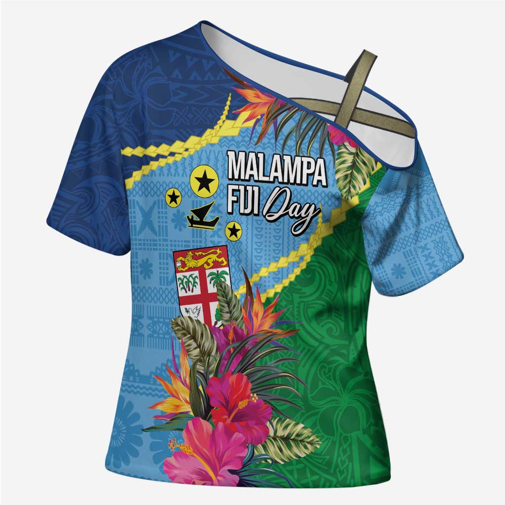 Personalized Malampa Fiji Day Together We Grow Cross Shoulder Shirt Special Tapa Mix LT7 Female Colorful - Polynesian Pride