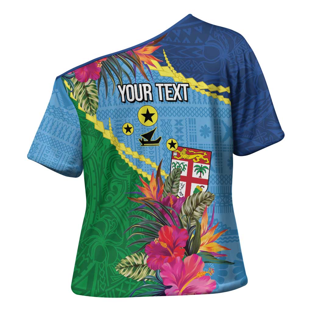 Personalized Malampa Fiji Day Together We Grow Cross Shoulder Shirt Special Tapa Mix LT7 - Polynesian Pride