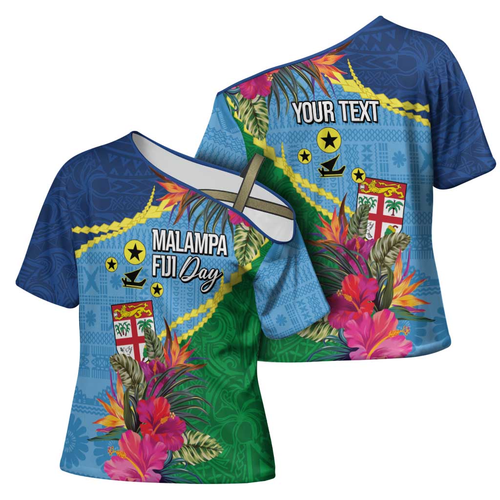 Personalized Malampa Fiji Day Together We Grow Cross Shoulder Shirt Special Tapa Mix LT7 - Polynesian Pride
