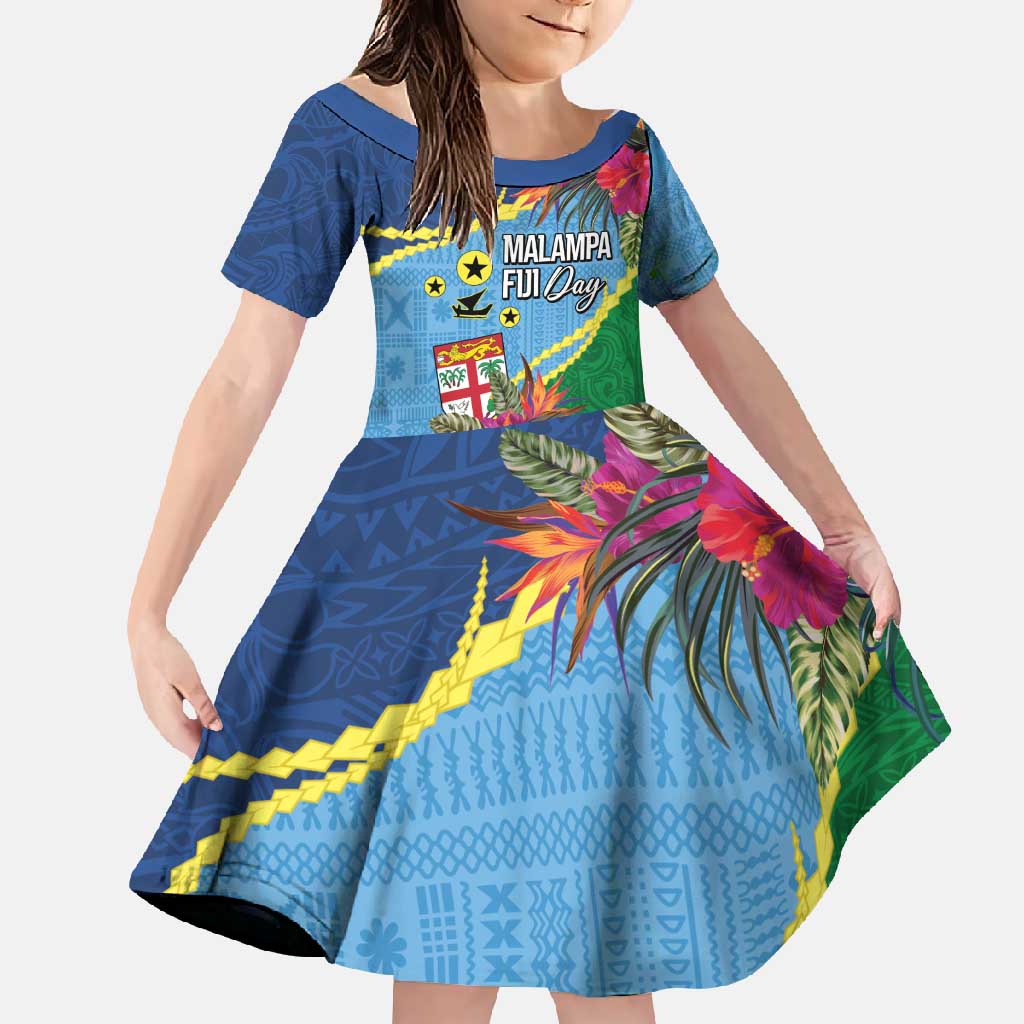 Personalized Malampa Fiji Day Together We Grow Family Matching Mermaid Dress and Hawaiian Shirt Special Tapa Mix LT7 Daughter's Dress Colorful - Polynesian Pride
