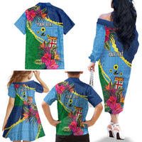 Personalized Malampa Fiji Day Together We Grow Family Matching Off The Shoulder Long Sleeve Dress and Hawaiian Shirt Special Tapa Mix LT7 - Polynesian Pride