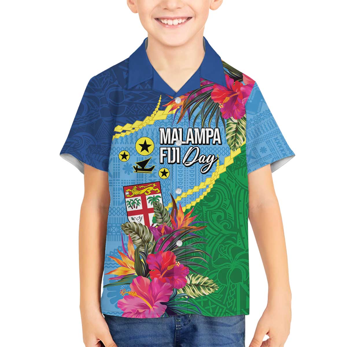 Personalized Malampa Fiji Day Together We Grow Family Matching Off The Shoulder Long Sleeve Dress and Hawaiian Shirt Special Tapa Mix LT7 Son's Shirt Colorful - Polynesian Pride