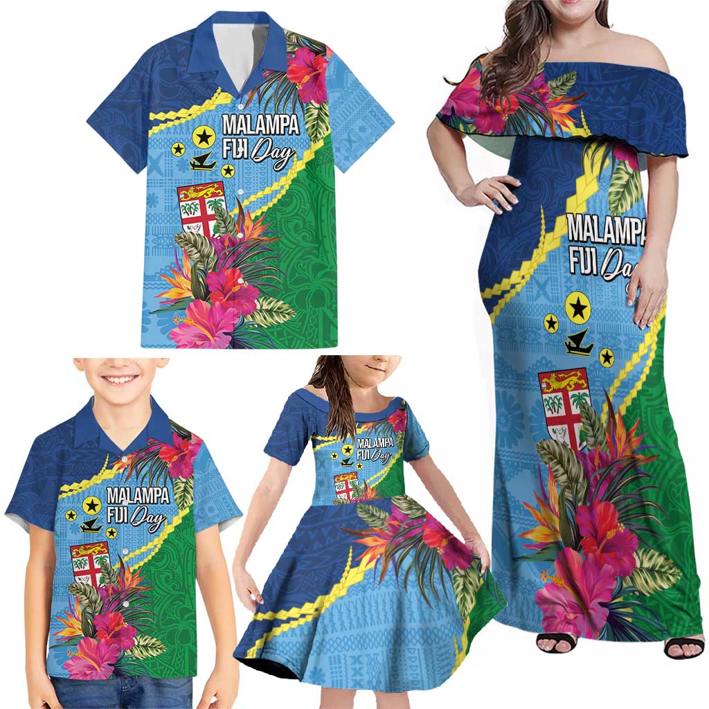 Personalized Malampa Fiji Day Together We Grow Family Matching Off Shoulder Maxi Dress and Hawaiian Shirt Special Tapa Mix LT7 - Polynesian Pride