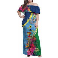 Personalized Malampa Fiji Day Together We Grow Family Matching Off Shoulder Maxi Dress and Hawaiian Shirt Special Tapa Mix LT7 Mom's Dress Colorful - Polynesian Pride