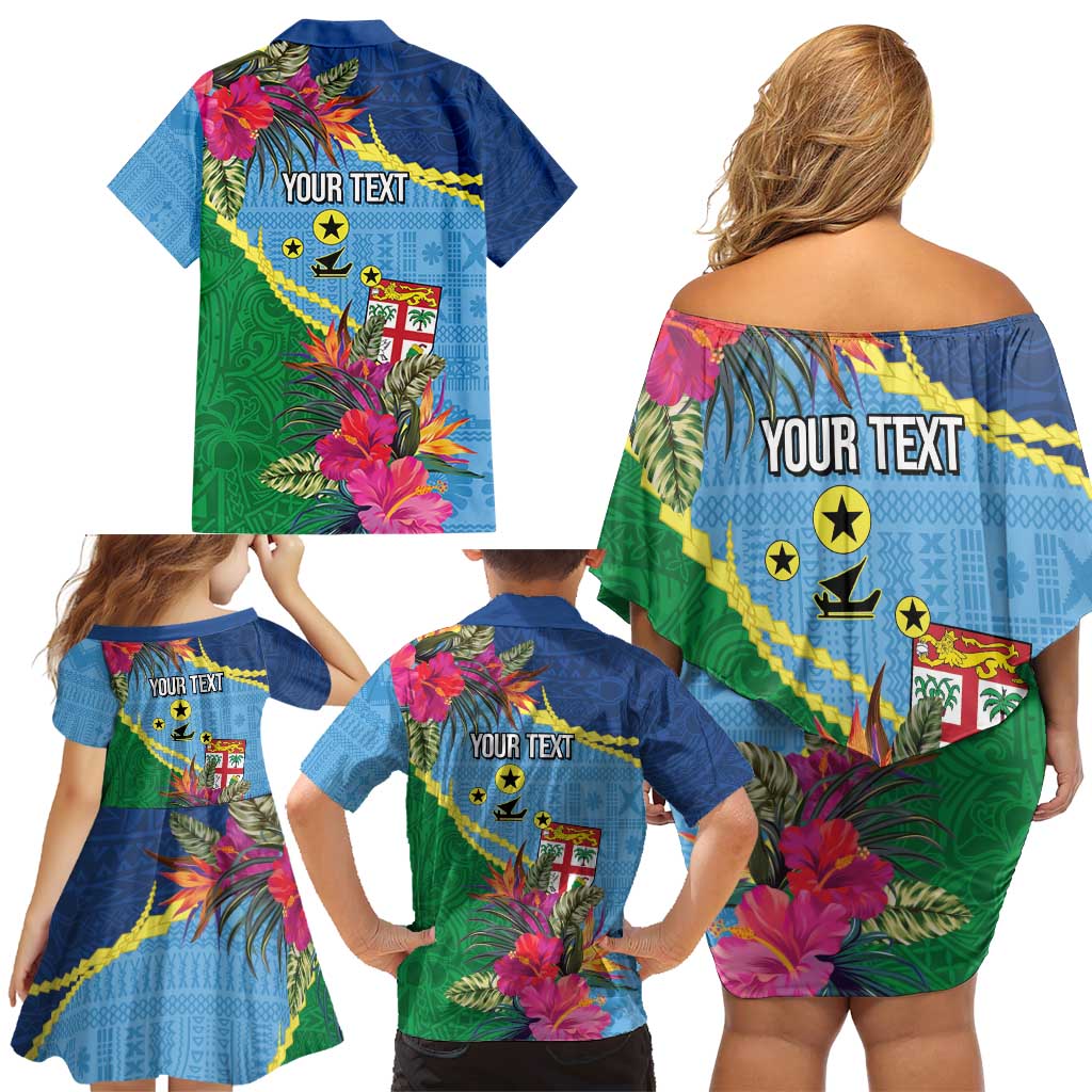 Personalized Malampa Fiji Day Together We Grow Family Matching Off Shoulder Short Dress and Hawaiian Shirt Special Tapa Mix LT7 - Polynesian Pride