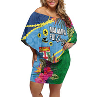 Personalized Malampa Fiji Day Together We Grow Family Matching Off Shoulder Short Dress and Hawaiian Shirt Special Tapa Mix LT7 Mom's Dress Colorful - Polynesian Pride