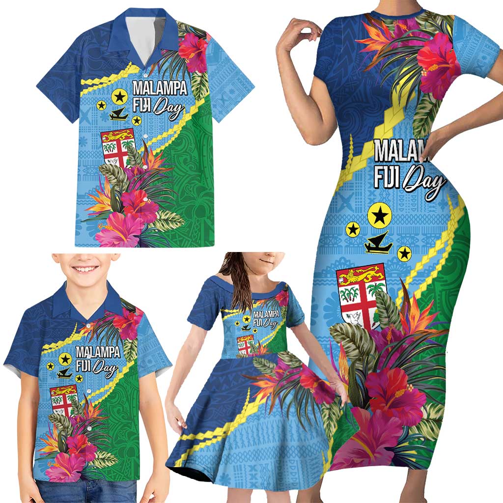 Personalized Malampa Fiji Day Together We Grow Family Matching Short Sleeve Bodycon Dress and Hawaiian Shirt Special Tapa Mix LT7 - Polynesian Pride