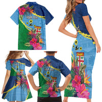 Personalized Malampa Fiji Day Together We Grow Family Matching Short Sleeve Bodycon Dress and Hawaiian Shirt Special Tapa Mix LT7 - Polynesian Pride