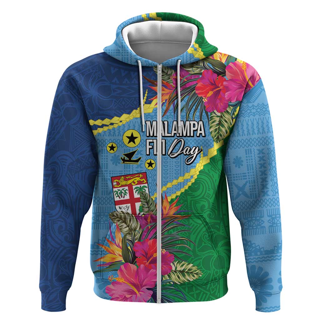 Personalized Malampa Fiji Day Together We Grow Hoodie Special Tapa Mix LT7 Zip Hoodie Colorful - Polynesian Pride
