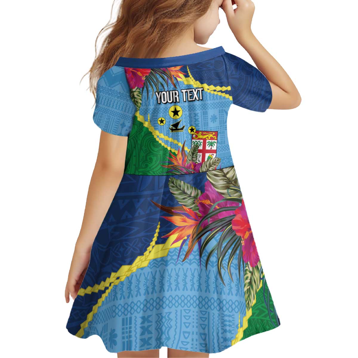 Personalized Malampa Fiji Day Together We Grow Kid Short Sleeve Dress Special Tapa Mix LT7 - Polynesian Pride