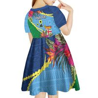 Personalized Malampa Fiji Day Together We Grow Kid Short Sleeve Dress Special Tapa Mix LT7 - Polynesian Pride