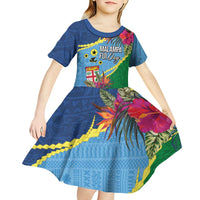 Personalized Malampa Fiji Day Together We Grow Kid Short Sleeve Dress Special Tapa Mix LT7 - Polynesian Pride