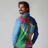 Personalized Malampa Fiji Day Together We Grow Long Sleeve Polo Shirt Special Tapa Mix LT7 - Polynesian Pride