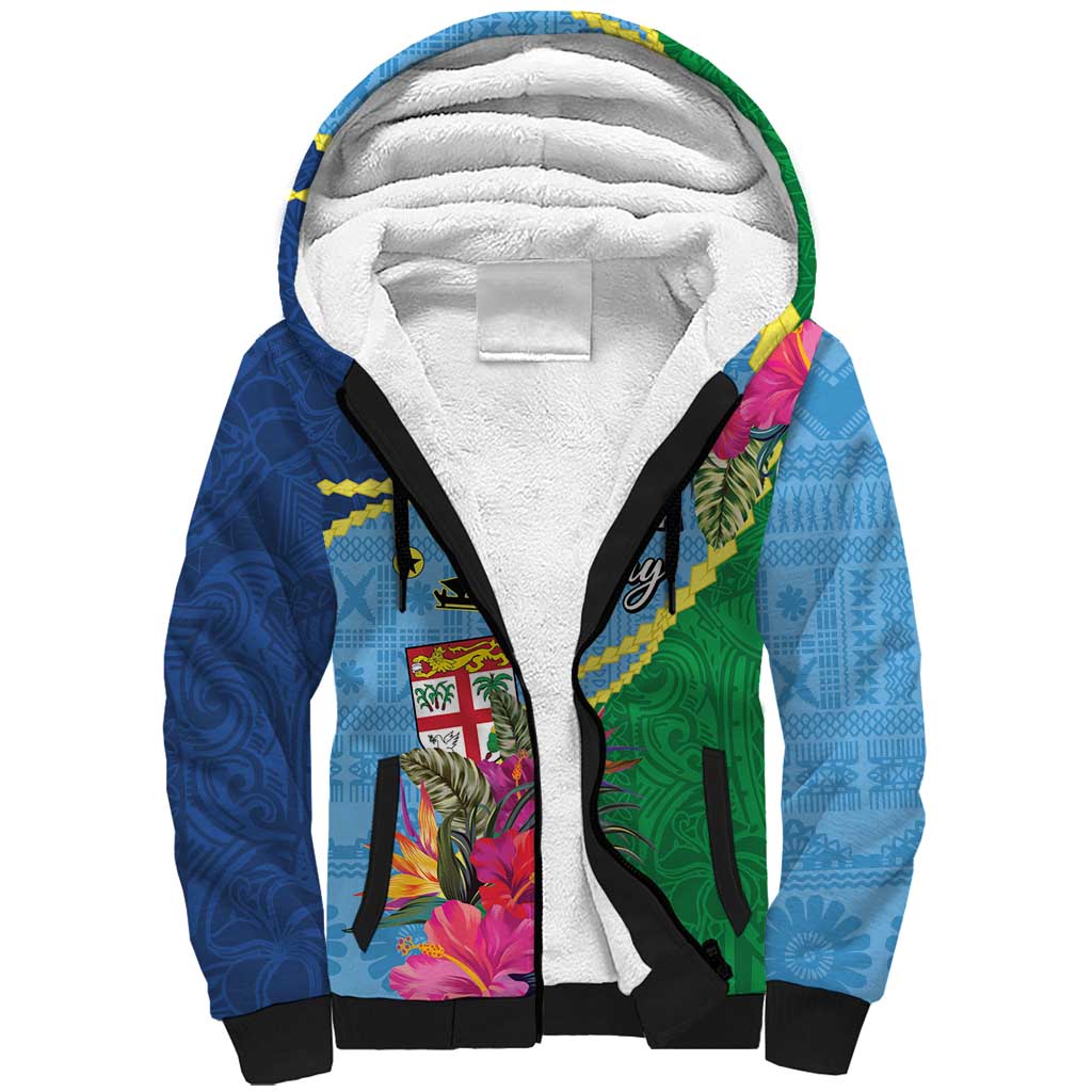 Personalized Malampa Fiji Day Together We Grow Sherpa Hoodie Special Tapa Mix LT7 Unisex Colorful - Polynesian Pride