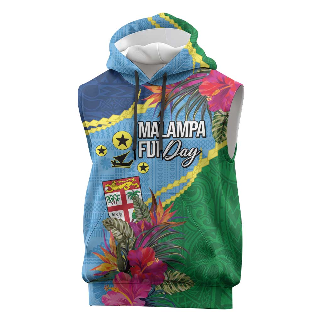 Personalized Malampa Fiji Day Together We Grow Sleeveless Hoodie Special Tapa Mix LT7 Colorful - Polynesian Pride