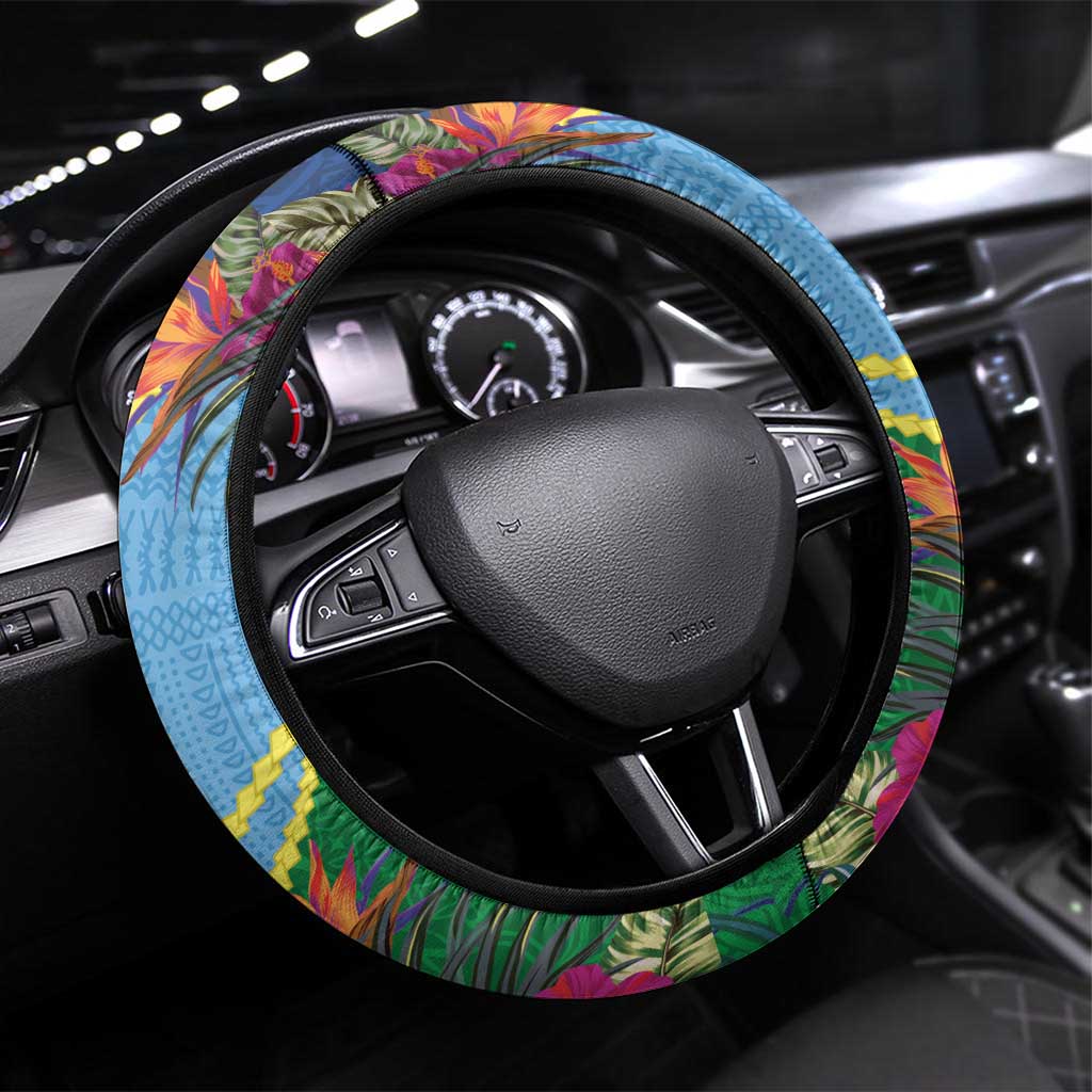 Malampa Fiji Day Together We Grow Steering Wheel Cover Special Tapa Mix LT7 Universal Fit Colorful - Polynesian Pride