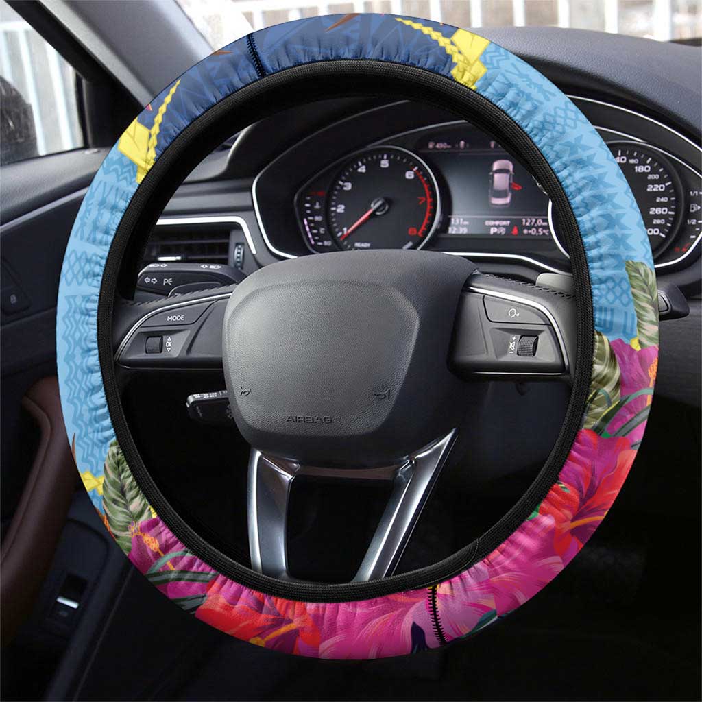 Malampa Fiji Day Together We Grow Steering Wheel Cover Special Tapa Mix LT7 - Polynesian Pride