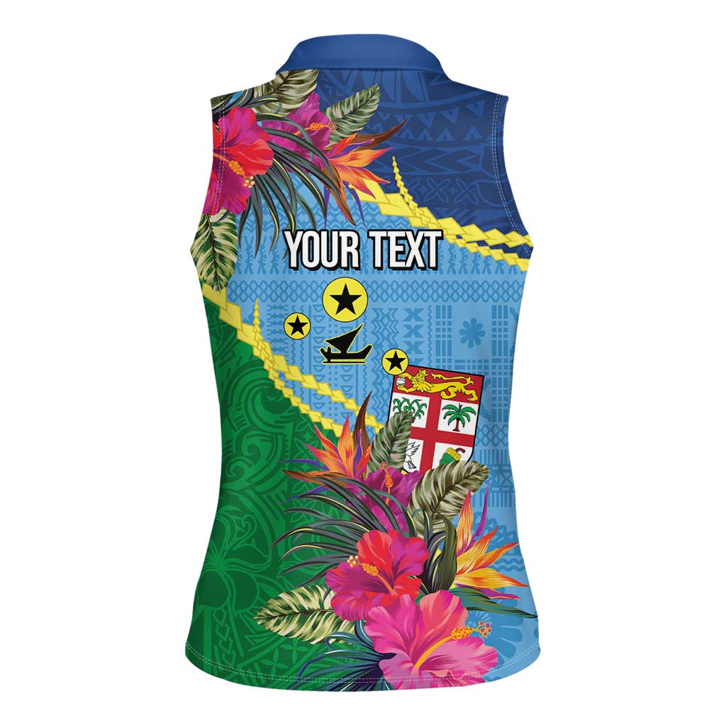 Personalized Malampa Fiji Day Together We Grow Women Sleeveless Polo Shirt Special Tapa Mix LT7 - Polynesian Pride