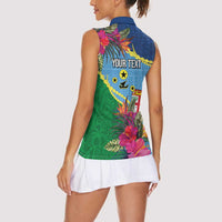 Personalized Malampa Fiji Day Together We Grow Women Sleeveless Polo Shirt Special Tapa Mix LT7 - Polynesian Pride