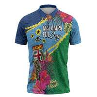 Personalized Malampa Fiji Day Together We Grow Zipper Polo Shirt Special Tapa Mix LT7 Colorful - Polynesian Pride