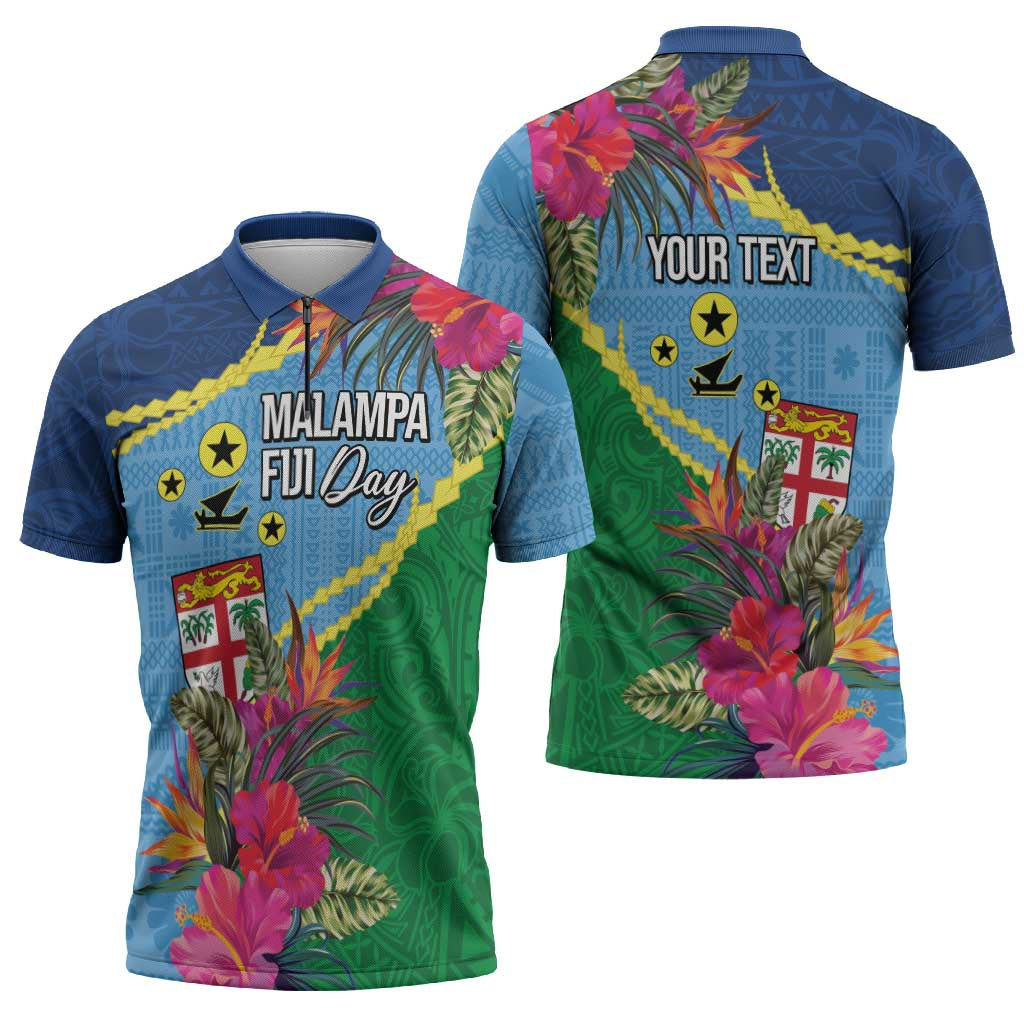 Personalized Malampa Fiji Day Together We Grow Zipper Polo Shirt Special Tapa Mix LT7 - Polynesian Pride