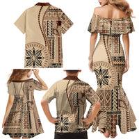 Samoa Siapo Motif Family Matching Mermaid Dress and Hawaiian Shirt Classic Style LT7 - Polynesian Pride