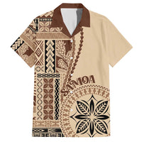 Samoa Siapo Motif Family Matching Short Sleeve Bodycon Dress and Hawaiian Shirt Classic Style LT7 Dad's Shirt - Short Sleeve Beige - Polynesian Pride